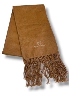 Alpaca Camargo Peruvian Fringe Scarf Brown Soft Cozy Sustainable